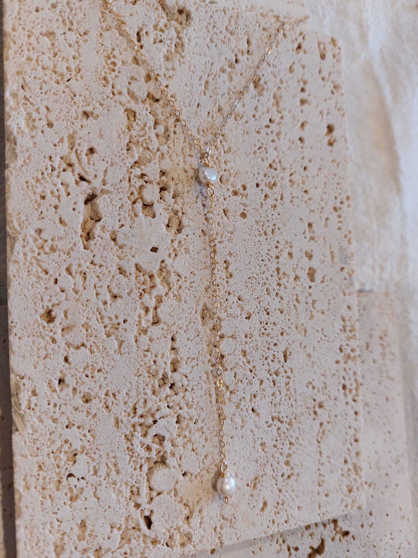 Gaia Pearl Lariat Necklace