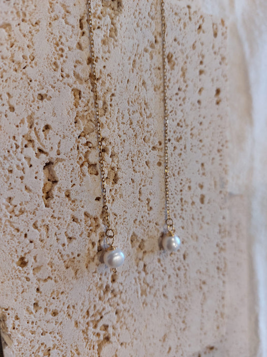 Petite Pearl Threader Earrings